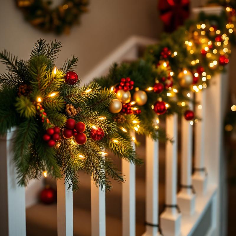 Decorated garland on a staircase